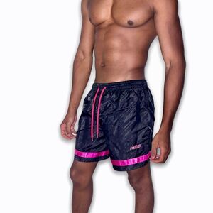 Mitre 90s Rare Vintage Satin Nylon Soccer Shorts Smooth Black Pink Small